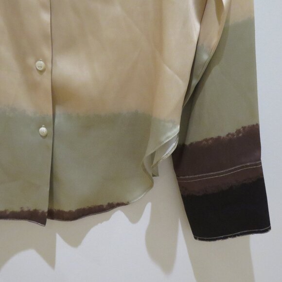 NANUSHKA Mandine Satin Shirt Watercolor Neutral Medium Minimalist Old Money - Picture 3 of 16
